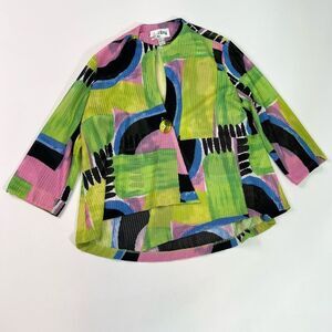 Joseph Ribkoff Sweater Women 12 free Mesh Asymmetric Lagenlook artsy art to wear